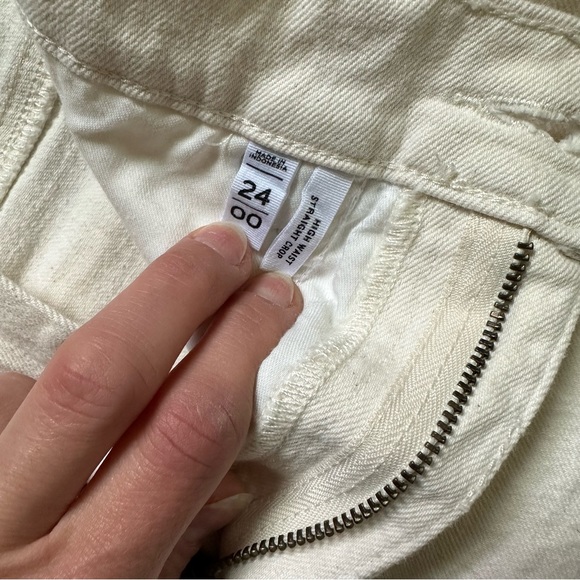 LOFT High Waist Straight Crop Ivory White Jeans Size 24 00 - Picture 3 of 4